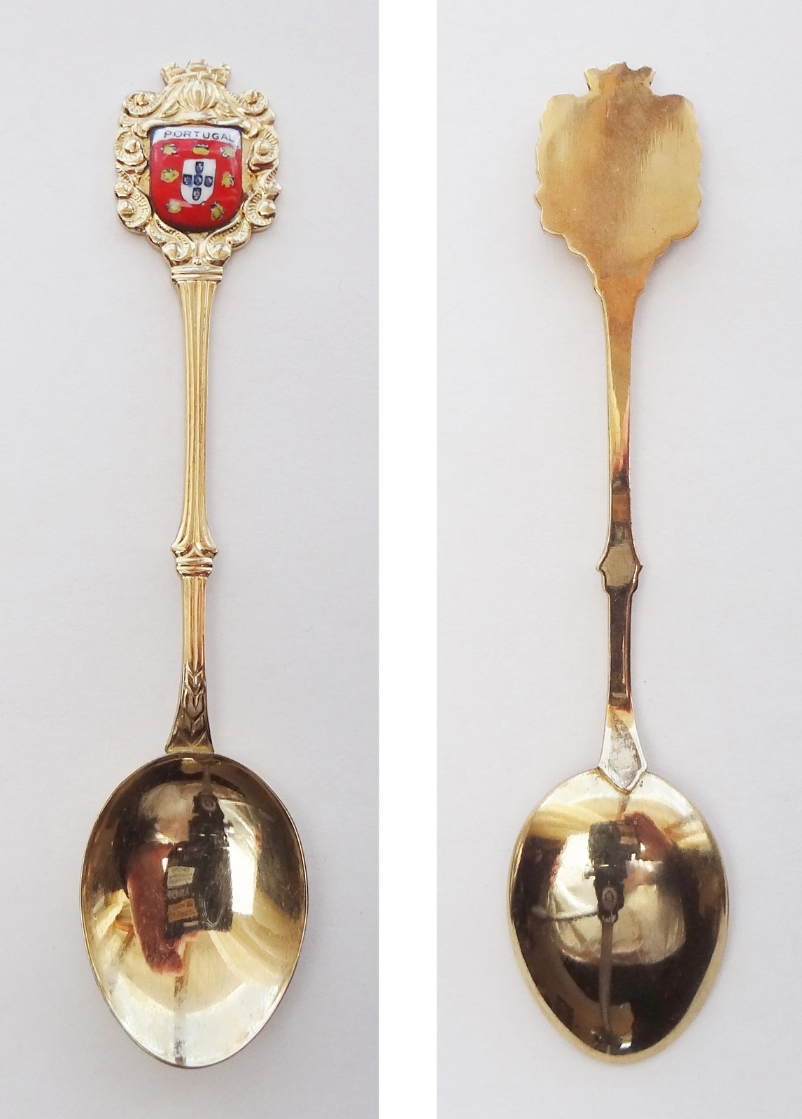 Collector Souvenir Spoon Portugal Coat of Arms Flag Goldtone Spoons