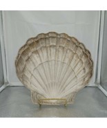 French 9.5&quot; Mid Century Modern  Signed Guillot Ceramic Grey Sea Shell Dish  - $59.40
