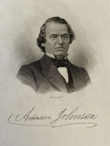 Antique 1866 H.W. Smith Engraving Andrew Johnson 17th President of Unite... - $11.64