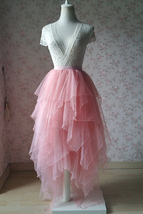 High Low Tiered Tulle Skirt Layered Skirt Wedding Outfit Plus Size Dusty Blue image 8