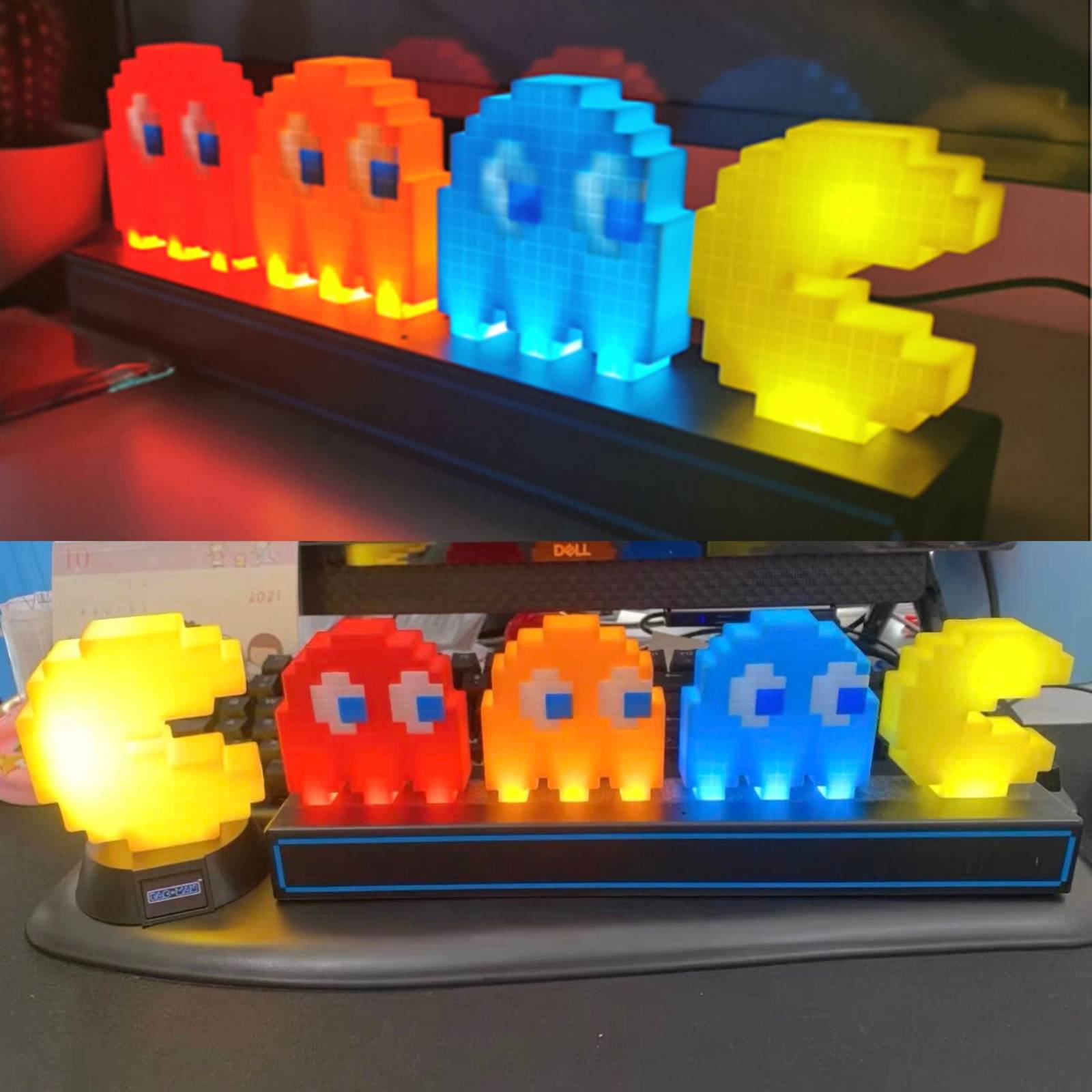 Pac-Man Inspired Pixel Night Light, PAC Man table lamp, Gaming Pacman ...