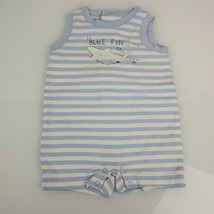 Gymboree Toothy Grin Vintage 2003 Blue White Stripe Shark Romper Blue Fin 3-6 - $12.86