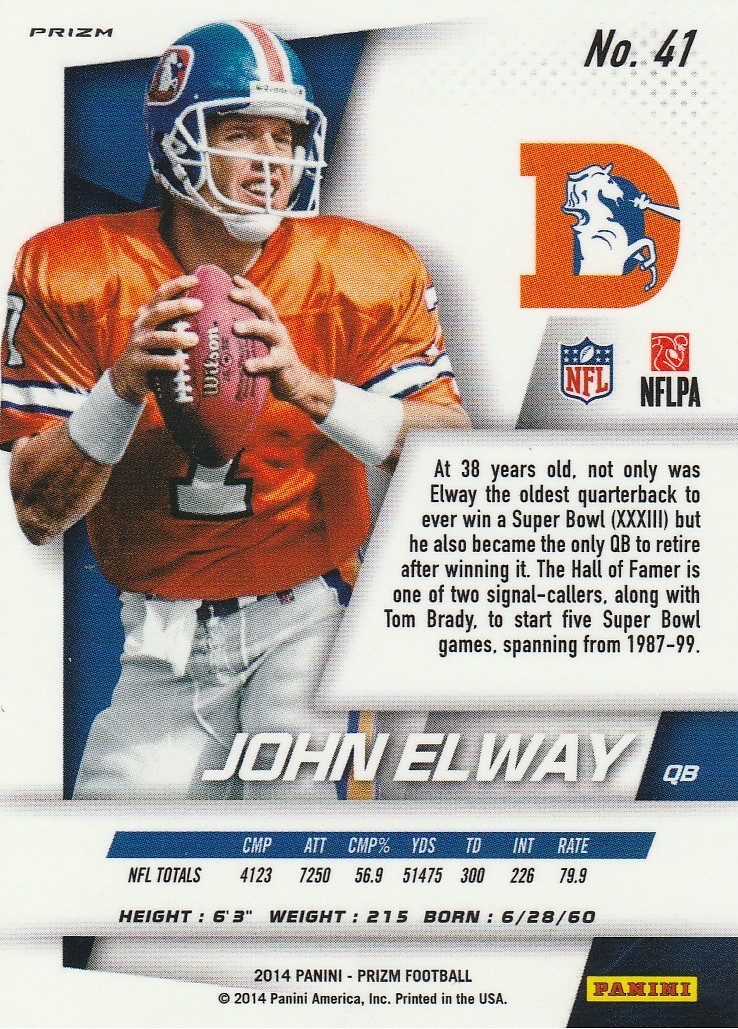 2014 Panini Prizm Prizms Green #41 John Elway - Football Cards