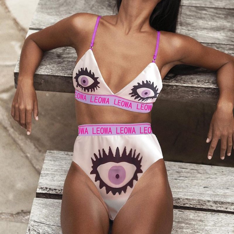 Bikinx 2019 High waist funny swimwear women bathing suit Triangle push up swims Swimwear
