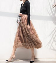 Polka Dot Tulle Skirt Outfit Two Layered Dotted Tulle Skirt in Caramel Black image 5