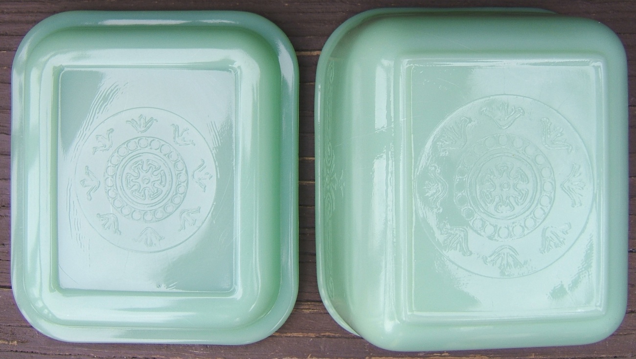 Vintage AH FIRE KING PHILBE PATTERN JADEITE SMALL REFRIGERATOR DISH