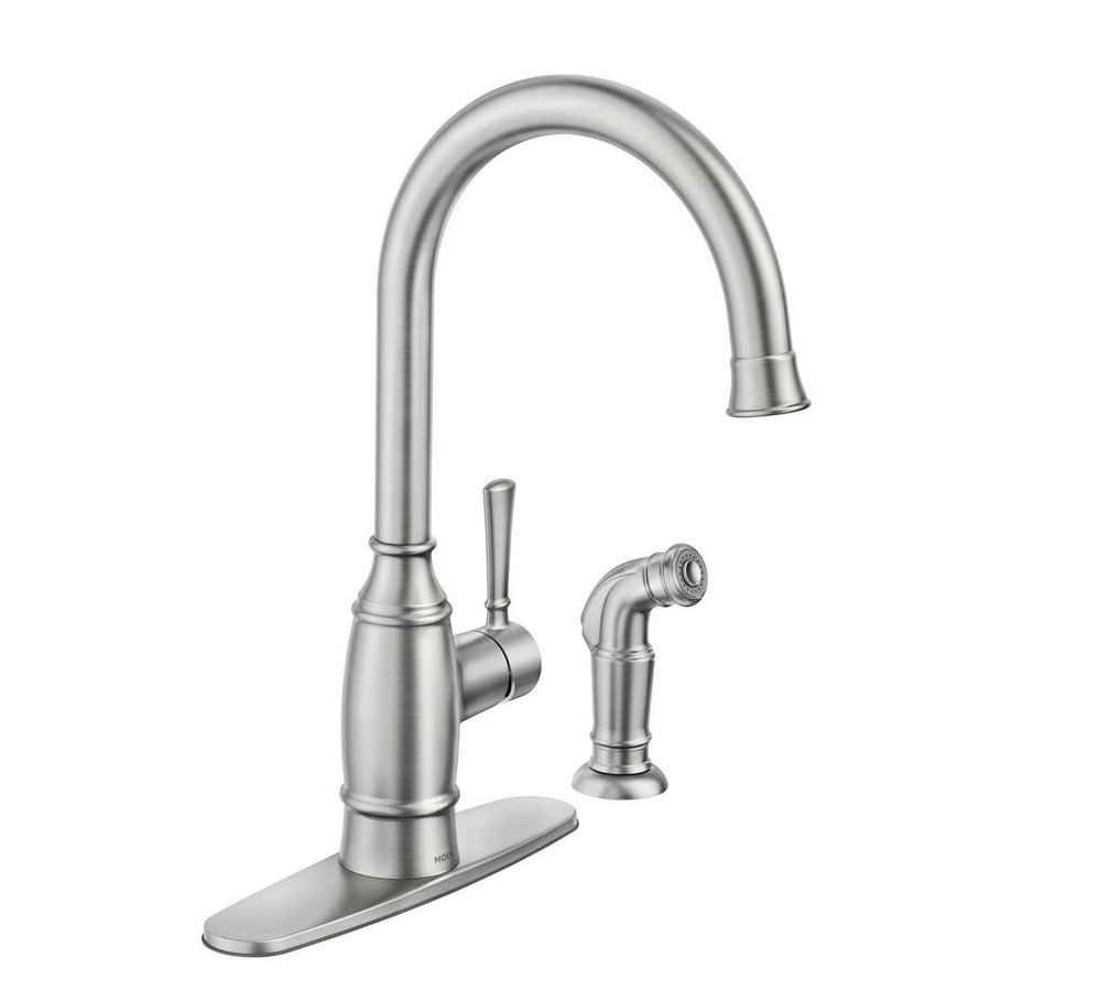 MOEN Noell SingleHandle Kitchen Faucet w Side Sprayer in Spot Resist