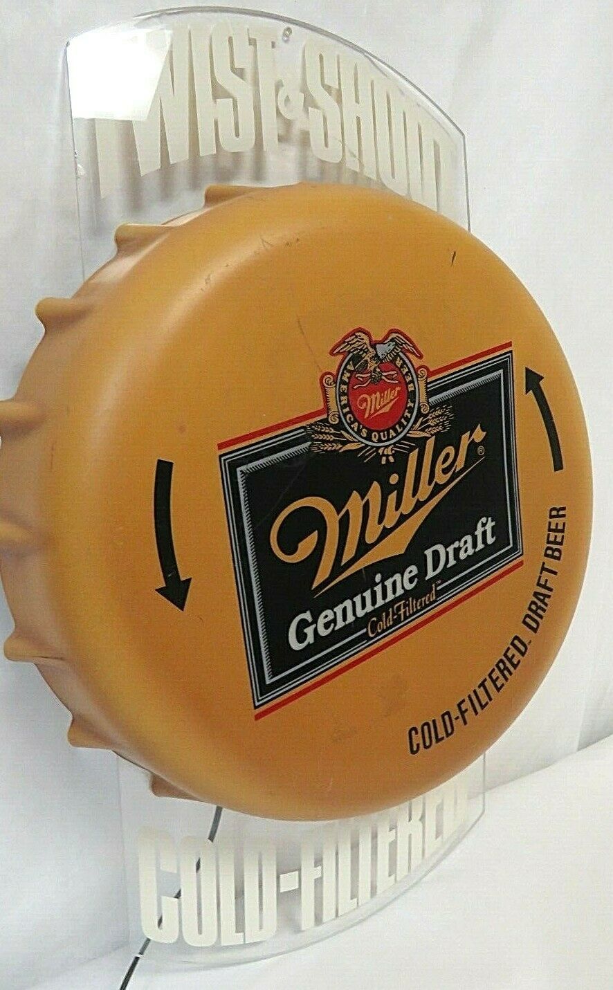 Working Vintage 1988 Miller Genuine Draft Beer Bottle Cap Lighted Bar ...