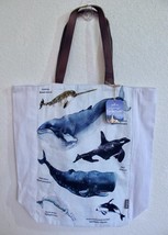 NEW Hallmark Whales Tote Bag Debbie McComber Cedar Cove Leather Handles Canvas - $17.99