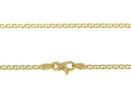 18K YELLOW GOLD CHAIN FLAT BOAT MARINER OVAL NAUTICAL THIN LINK 2mm, 50 cm, 20" image 1