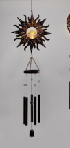 Sun Design Solar Wind Chimes Bronze Finish Crackle Glass Orb Lights Up 40" Long image 2