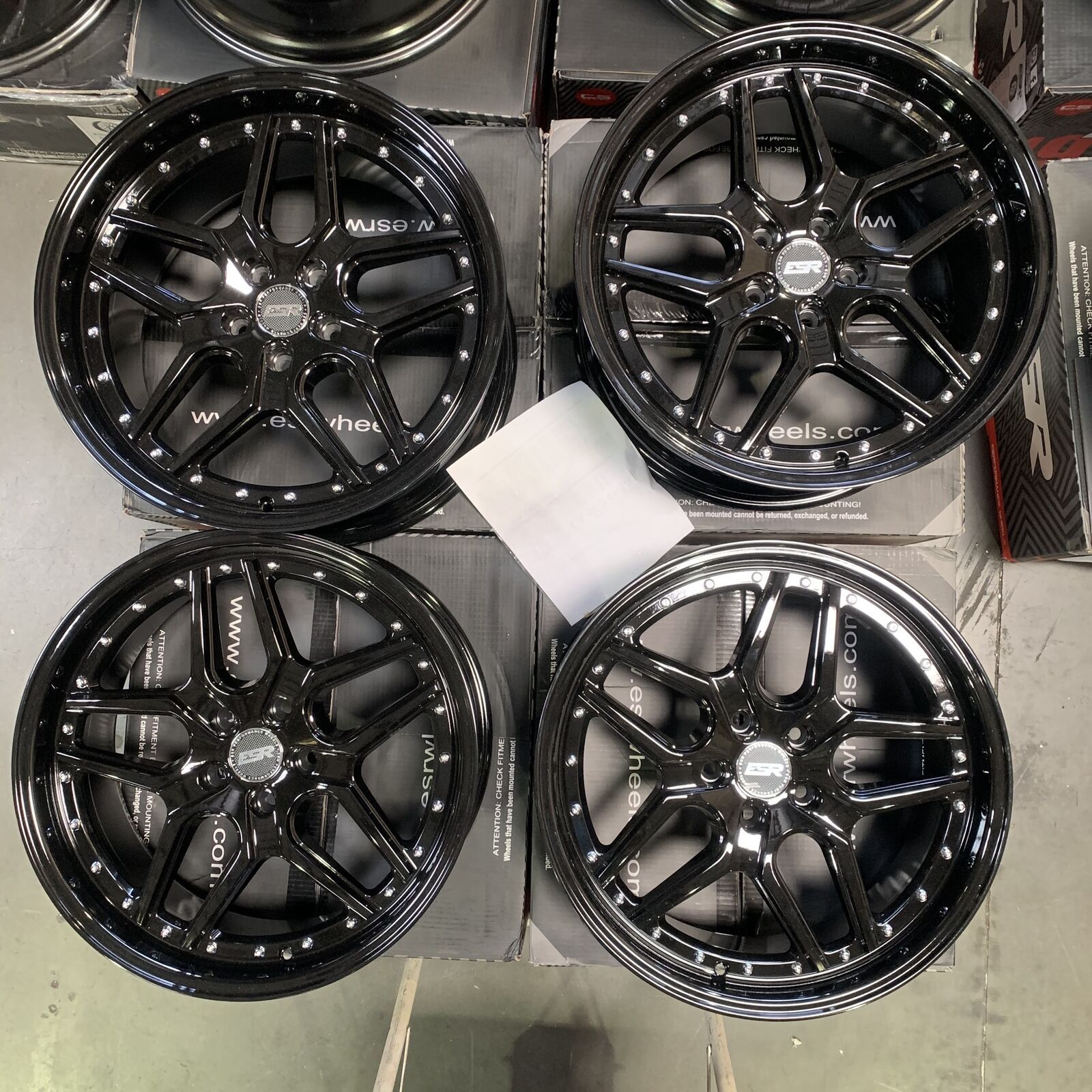 Used 19x8.5/19x9.5 ESR CS15 5x114.3 30/35 Gloss Black Wheels set(4