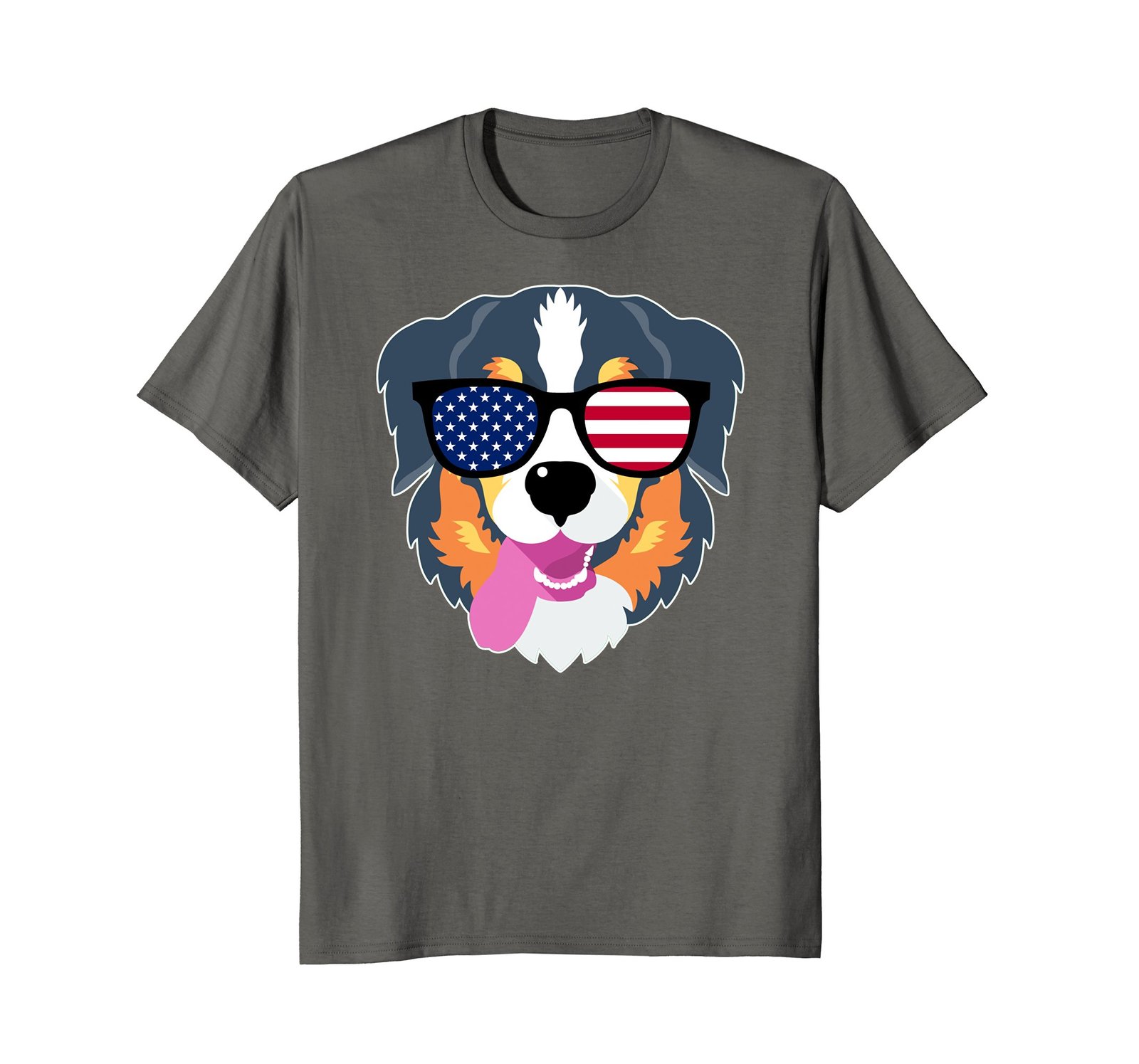 Bernese Mountain Dog Wearing American Flag Glasses T-Shirt - T-Shirts ...