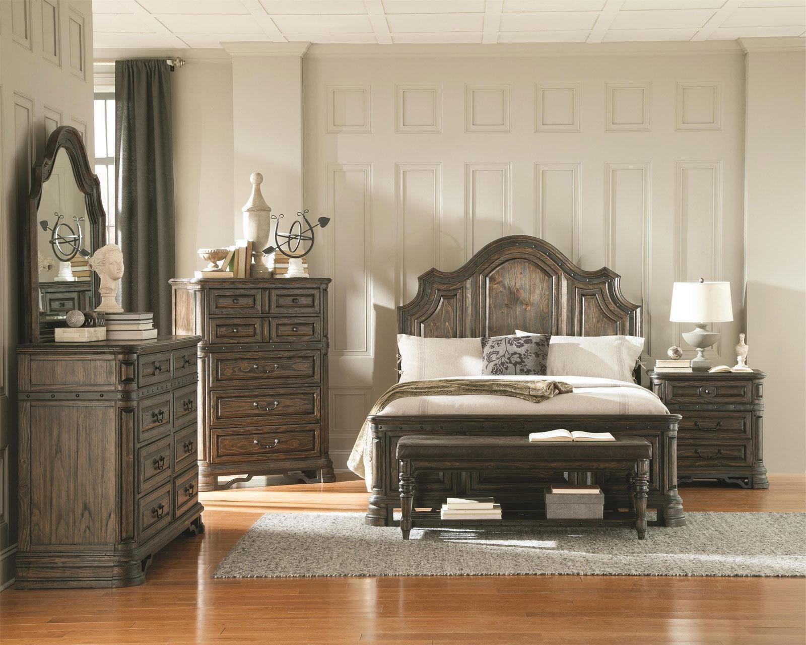 CORDOBA 5 pieces Brown Bedroom Set Furniture w/ King Mansion Headboard ...