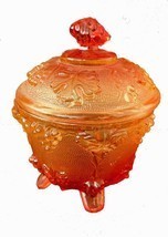 Vintage Jeannette Amberina Depression Glass Candy Dish, Lidded, Pedestal, - $31.97