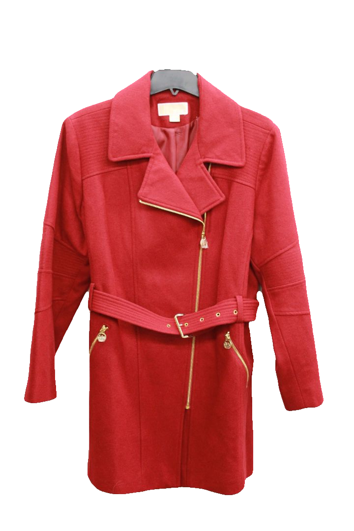 Michael Kors Women's Red FullZip Wool Coat, Size XXL Coats & Jackets