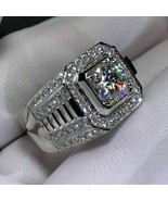 Men&#39;s 2.60 Ct Round Cut Diamond Wedding Band Pinky Ring 14K White Gold P... - $141.17