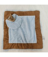 Mud Pie Boy Baby Lovey Security Blanket Light Blue Brown Fleece Faux Sue... - $9.99