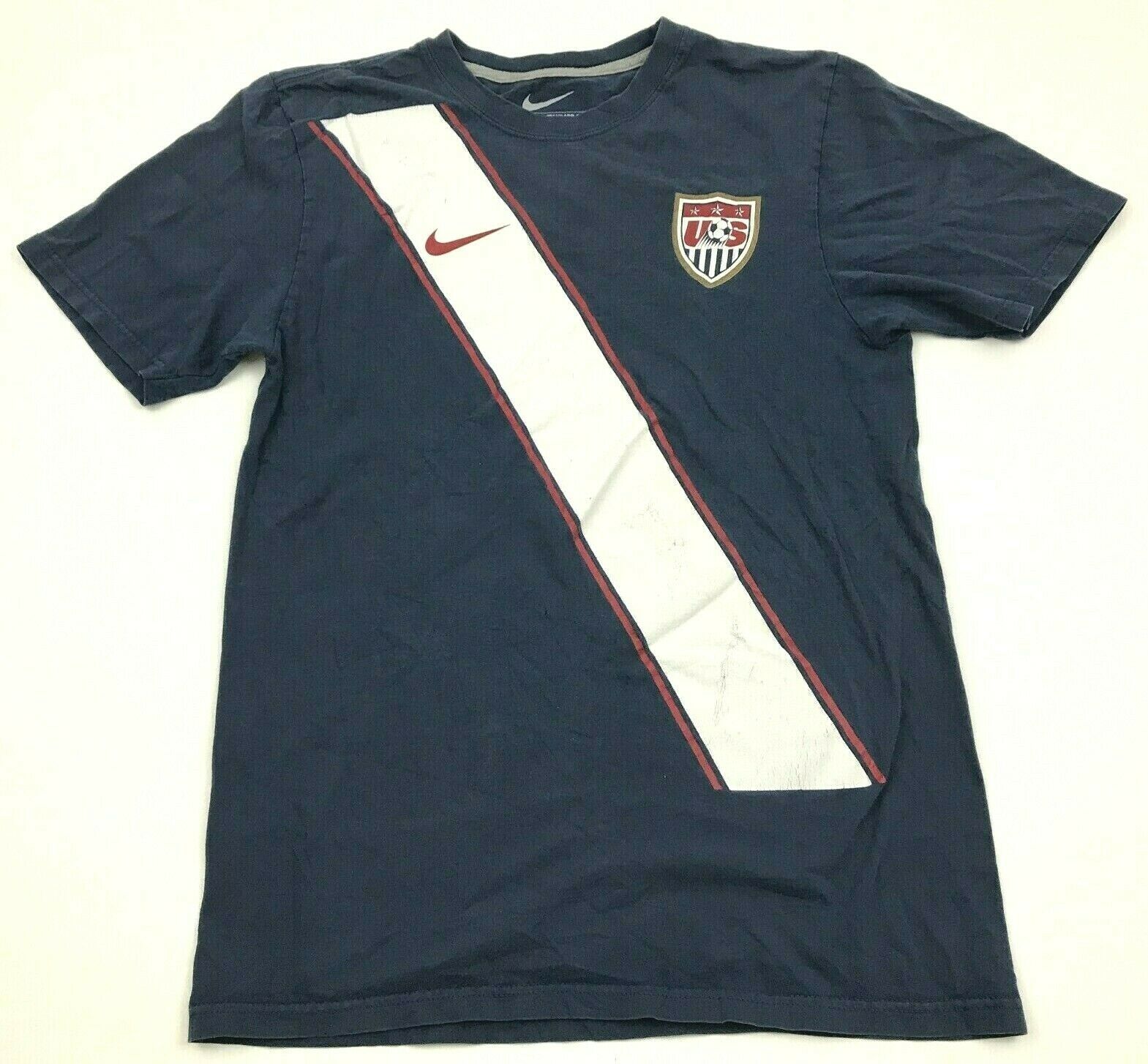 Nike Team USA Soccer Shirt Size Small Standard Fit Adult Tee Blue Double Sided Activewear Tops