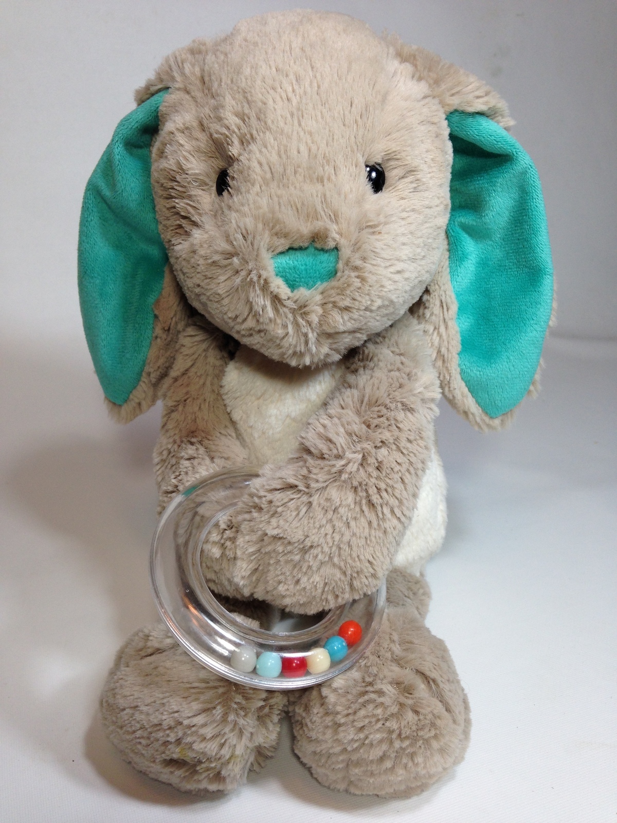 Manhattan Toy Plush Bunny Rabbit RARE Baby Rattle Grey White Stuffed