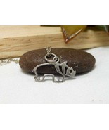 Cut Out Rhino Pendant Set, 925 Sterling Silver, Handmade Pendant Necklac... - $28.00