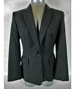 Jaeger womens Sz 10 L/S gray Pink Pinstripe 1 button 100% Wool jacket (B4)P - $20.99