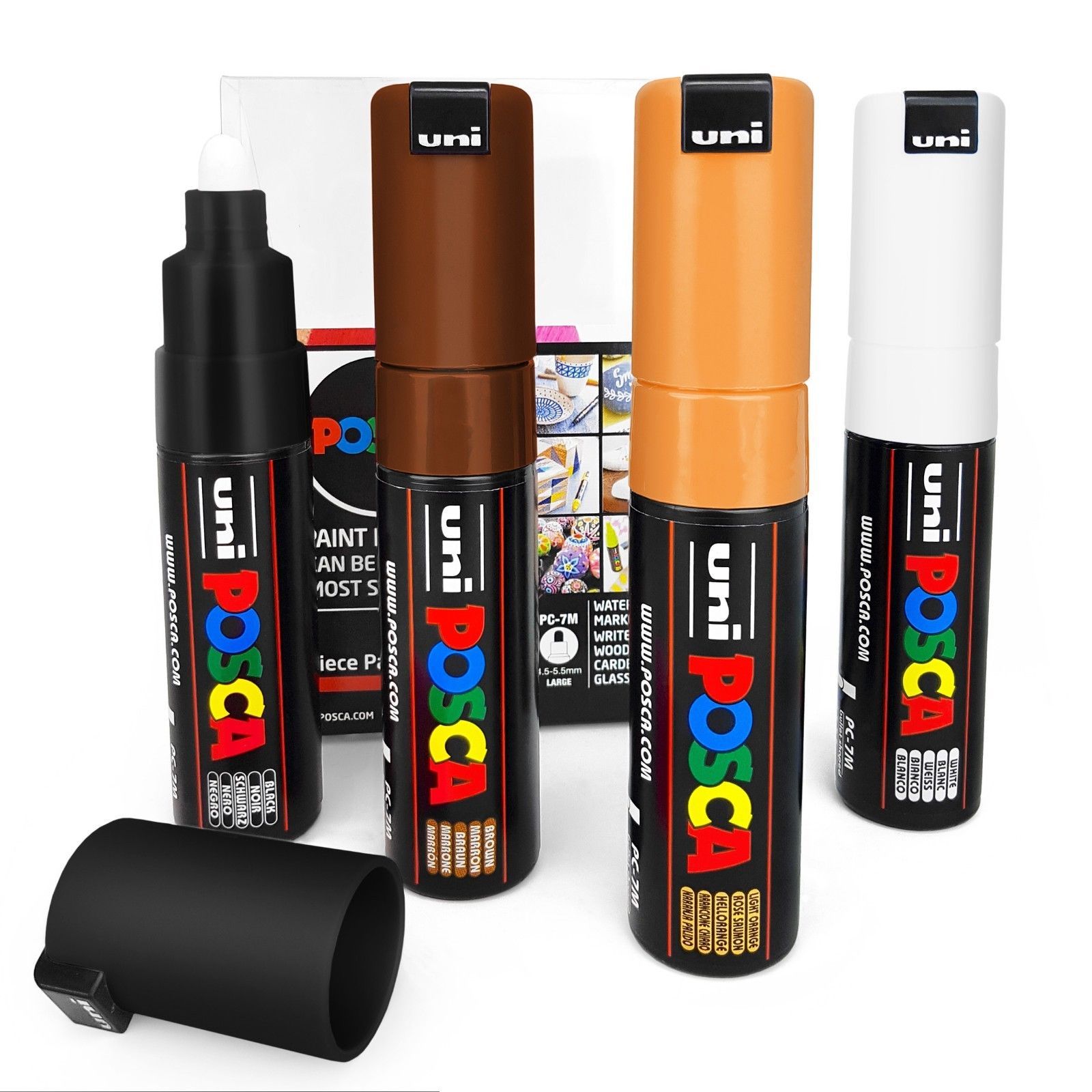 Uni POSCA PC7M Art Paint Markers Pack of 4 In Wallet Skin