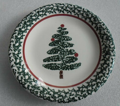 Furio Home Handpainted Spongeware  Christmas Tree Collectible Salad Plat... - $13.99