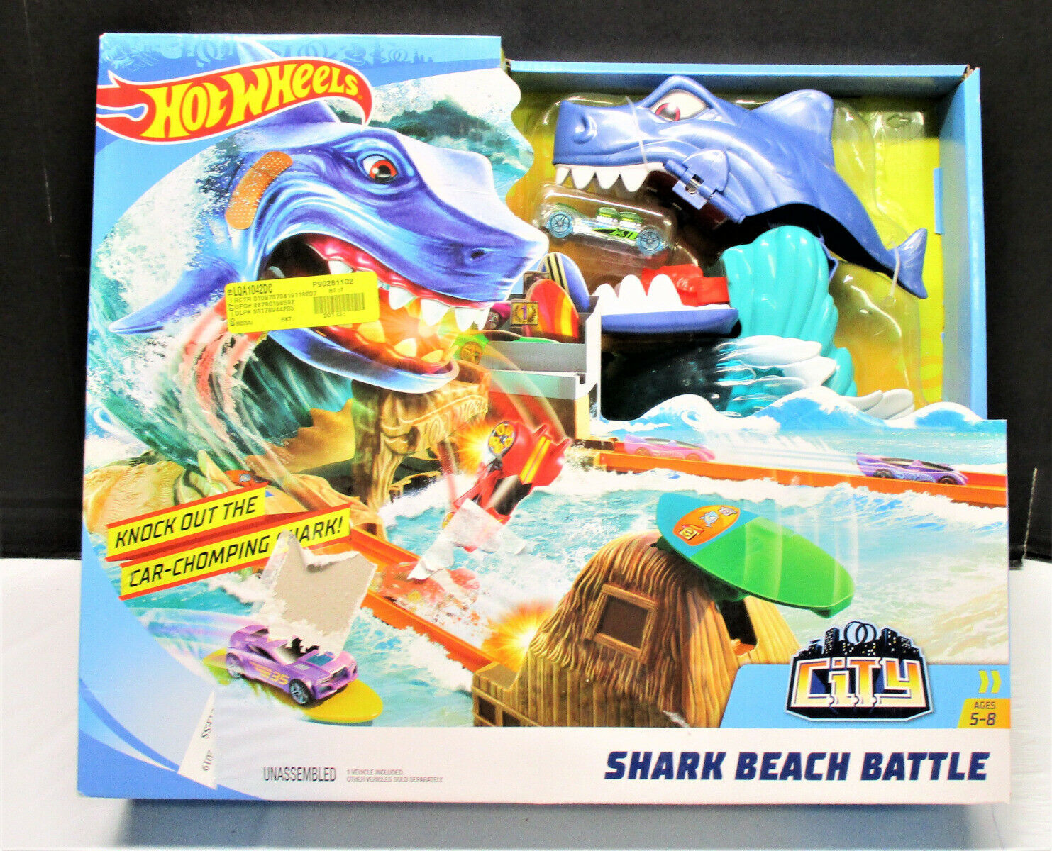 Hot Wheels City Shark Beach Battle Play Set Car Track Launcher Chomping
