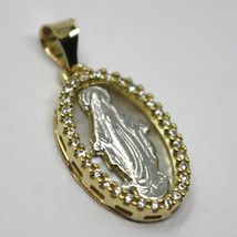 18K YELLOW WHITE GOLD MIRACULOUS MEDAL, MOTHER OF PEARL, ZIRCONIA, PENDANT image 3