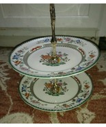 Spode Chinese Rose 2 Tier Tidbit tray Server w/ 8 7/8&quot; plates - $100.98