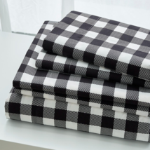 BLACK AND WHITE PLAID 4PC BED  SHEET SET  in QUEEN and KING SIZES image 2