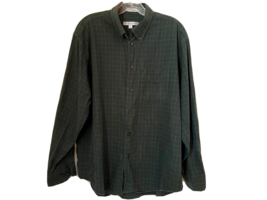 Geoffrey Beene Mens Large Long Sleeve Button Down Up Shirt Green Plaid - $12.84