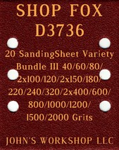 SHOP FOX D3736 - 17 Different Grits - 20 Sheet Variety Bundle III - $18.97