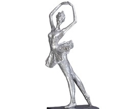 Ballerina Figurine Ballet Graceful Elegant Antiqued Silver 18.9" High Poly Stone