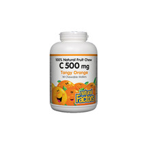 Natural Factors Vitamin C 500mg, 100% Natural Fruit Chew, Tangy Orange, 90 Chewa - $13.35