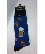 Novelty Socks Beer Steins and Pretzels Mens Blue NEW 1 Pair Man Sock - $11.34