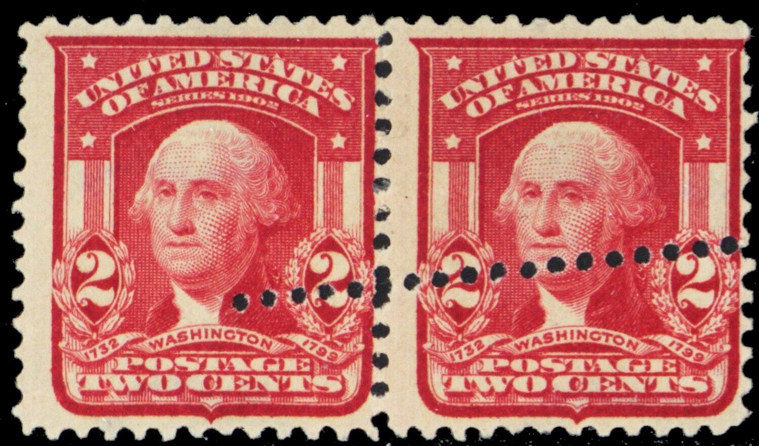 Primary image for 319, Mint HR 2¢ Pair With Extra Set of Perforations Error * Stuart Katz