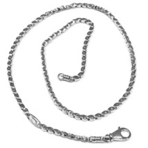 SOLID 18K WHITE GOLD CHAIN, 24 INCHES, 3 MM DROP TUBE LINK, POLISHED NECKLACE image 1