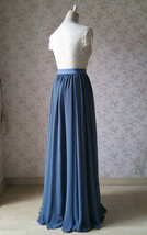 Women DUSTY BLUE Chiffon Maxi Skirt High Waist Maxi Chiffon Wedding Maxi Skirt image 7