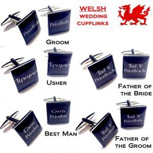 Wales Welsh Language Wedding Cufflinks groom, best man etc gift boxed
