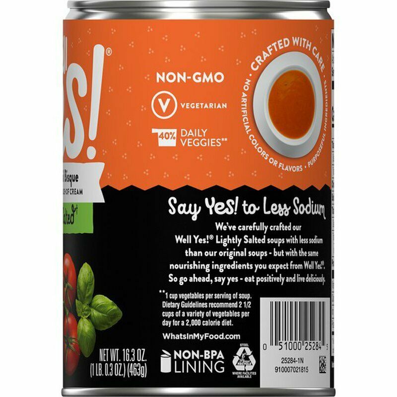 Campbell's Well Yes Tomato Basil Bisque Lightly Salted Soup 16.3 oz