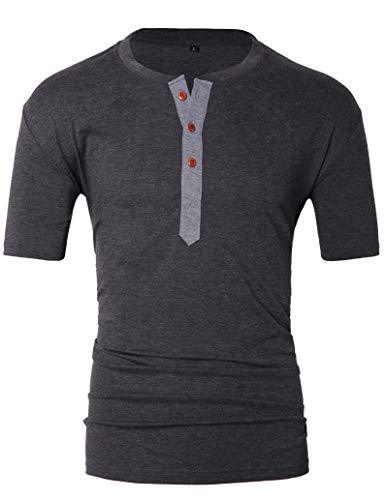 Leisurely Pace Men's Casual Henley T-Shirt Solid Daily Look Linen ...