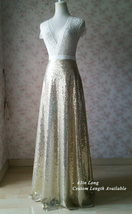 Gold Sequined Maxi Skirt High Waist Full Sequin Bridesmaid Maxi Skirt Plus Size image 7