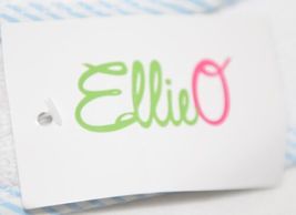 EllieO Seersucker Bib And Burp Cloth Set White With Blue Striped Trim image 7