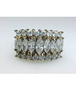 Vintage GOLD over STERLING Silver and CUBIC ZIRCONIA RING - Size 8 1/4 - $85.00