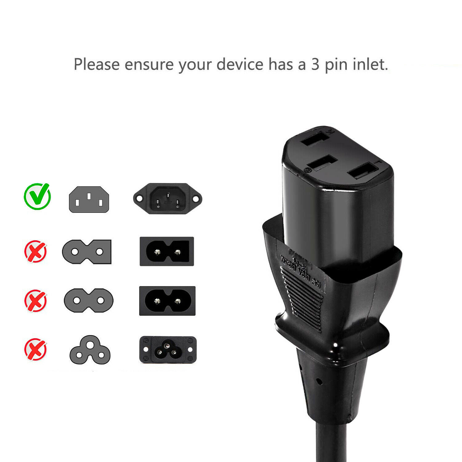 12Ft 3Prong AC POWER CORD CABLE FOR HP RICOH CANON LASER PRINTER