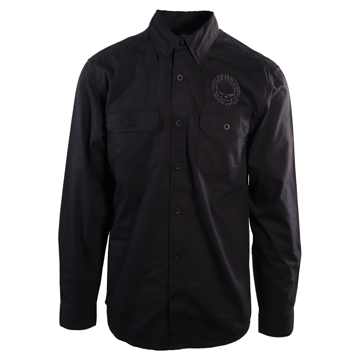 Harley-Davidson Men's Black Embroidered Skull L/S Woven Shirt (S21)