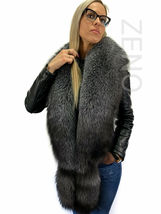 Silver Fox Fur Stole 63' (160cm) Saga Furs Collar Tails / Wristbands / Headband image 6