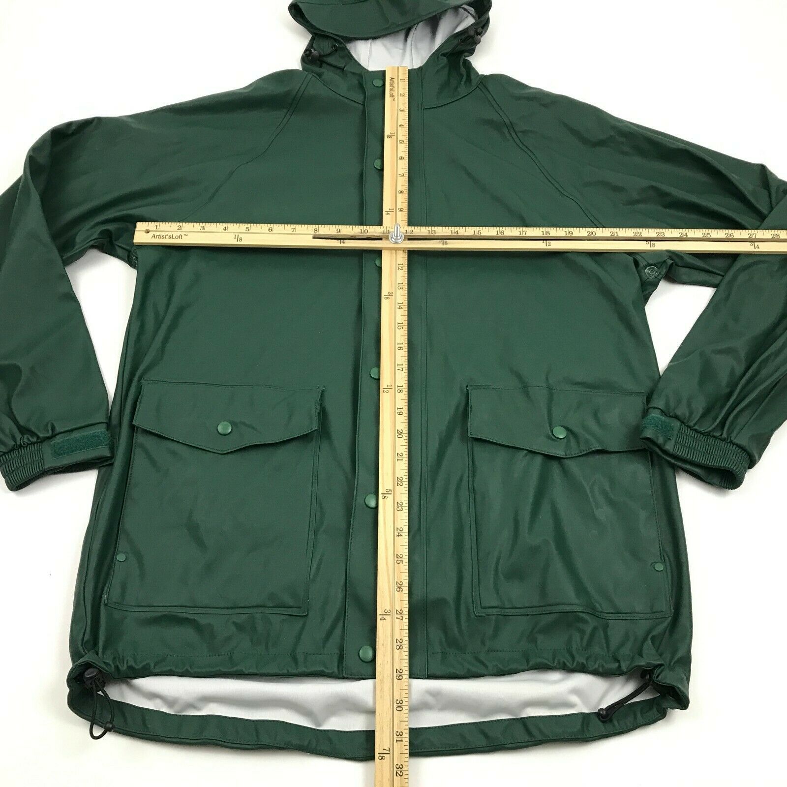 Duluth Trading Rain Jacket Green Hooded Parka Raincoat Size Medium